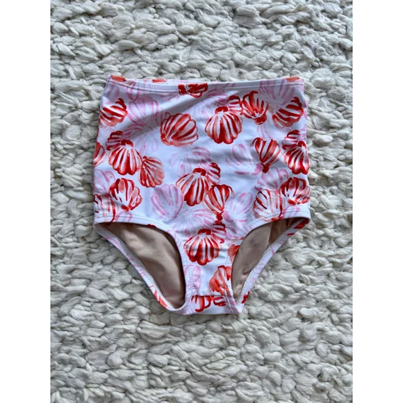 Girls Kortni Jeane White Red Pink Seashell Two Piece Swimsuit Size 4 - Picture 10 of 13
